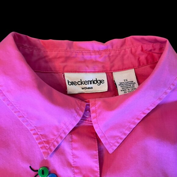 Vintage Breckenridge Neon Art To Wear Embroidered Critter Blouse 2X - Picture 8 of 9